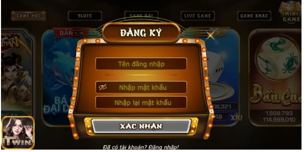 Các bước đăng ký chơi game tại Twin68