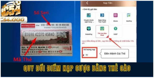 Các bước nạp tiền tại nhà cái C54