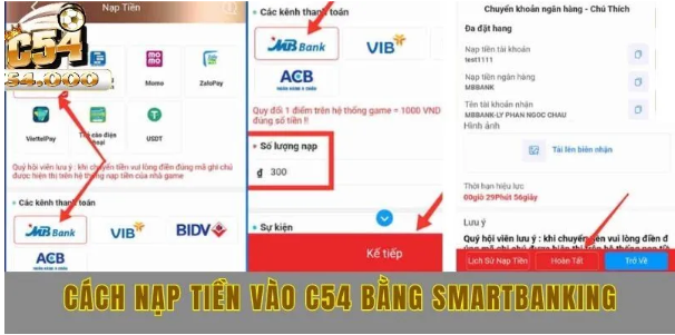 phương thức nạp tiền tại nhà cái C54