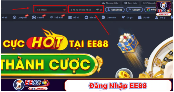 Các bước Đăng nhập Ee88