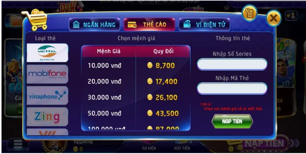 Các bước nạp tiền cơ bản tại Rikvip