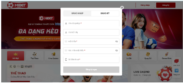 Hướng dẫn đăng ký Mibet chi tiết