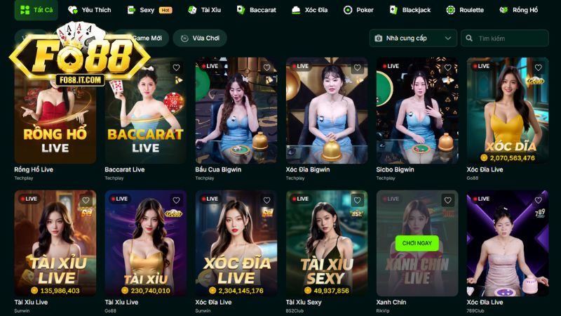 Các sảnh casino live hot tại nhà cái Fo88