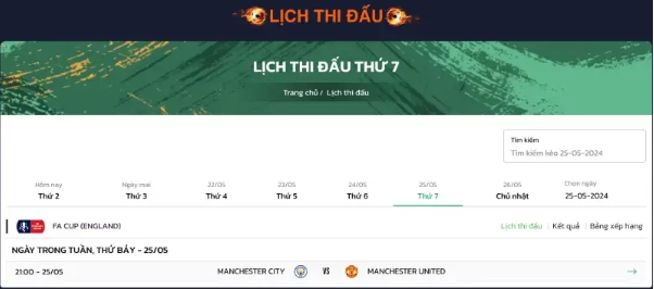 Lịch Thi Đấu Bóng Đá Bong88 – Cập Nhật Đầy Đủ Các Giải