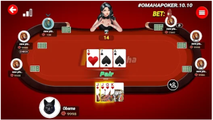 Minh họa bàn Poker O8 với bài chung và bài riêng